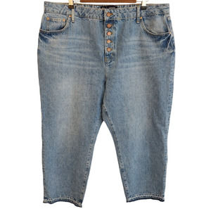 Boden | Light Wash Frayed Hem Button-Fly Straight Ankle Jeans